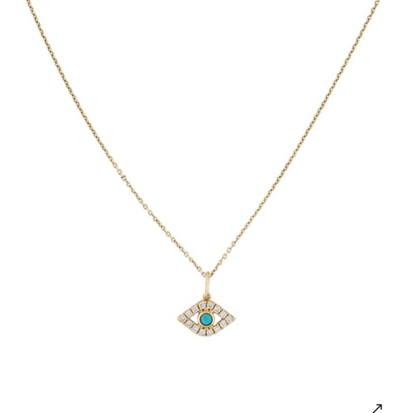 Sydney Evan Jewelry - 14k Gold Tiny Evil Eye Charm Necklace